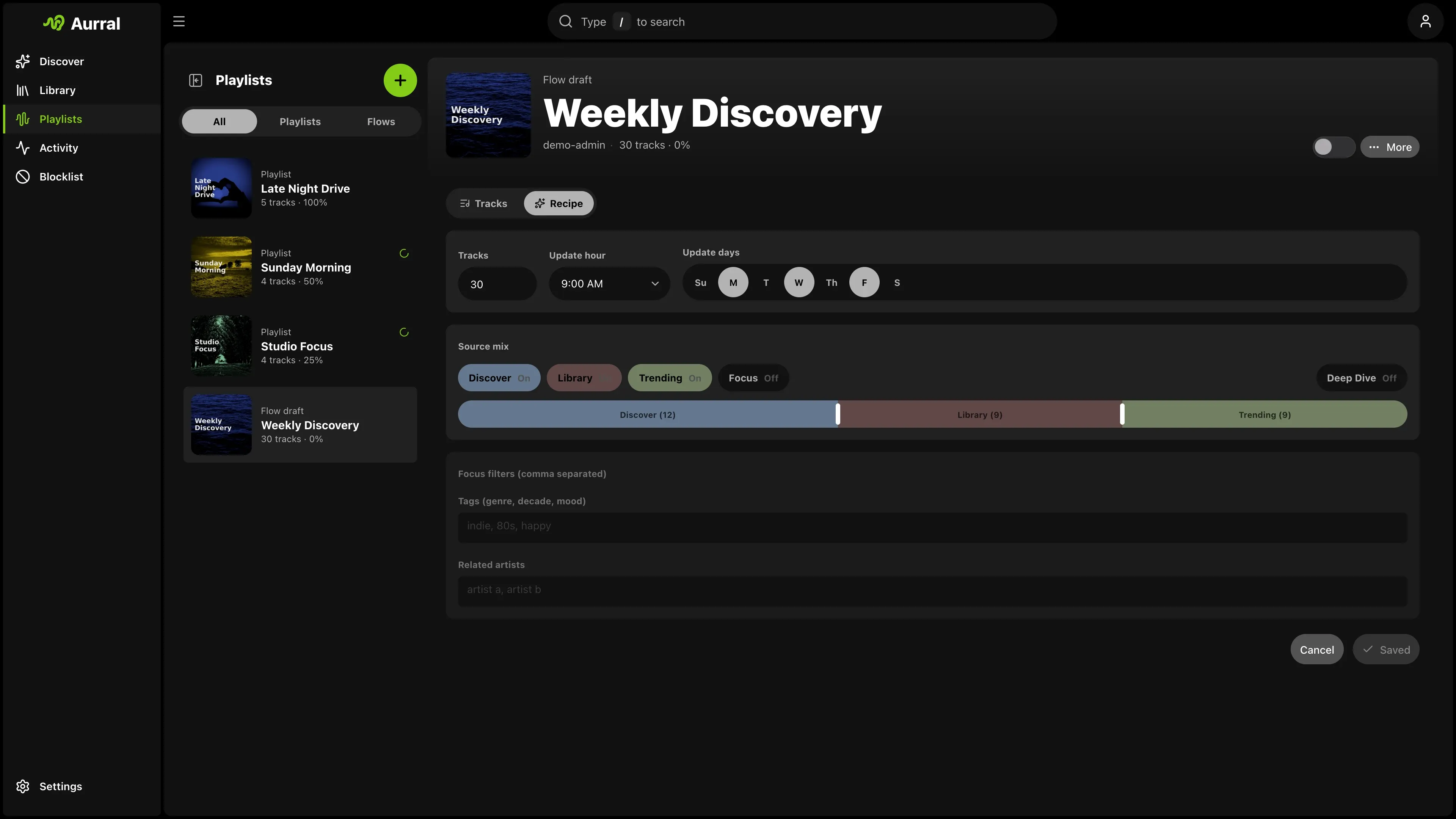 Aurral flow editor