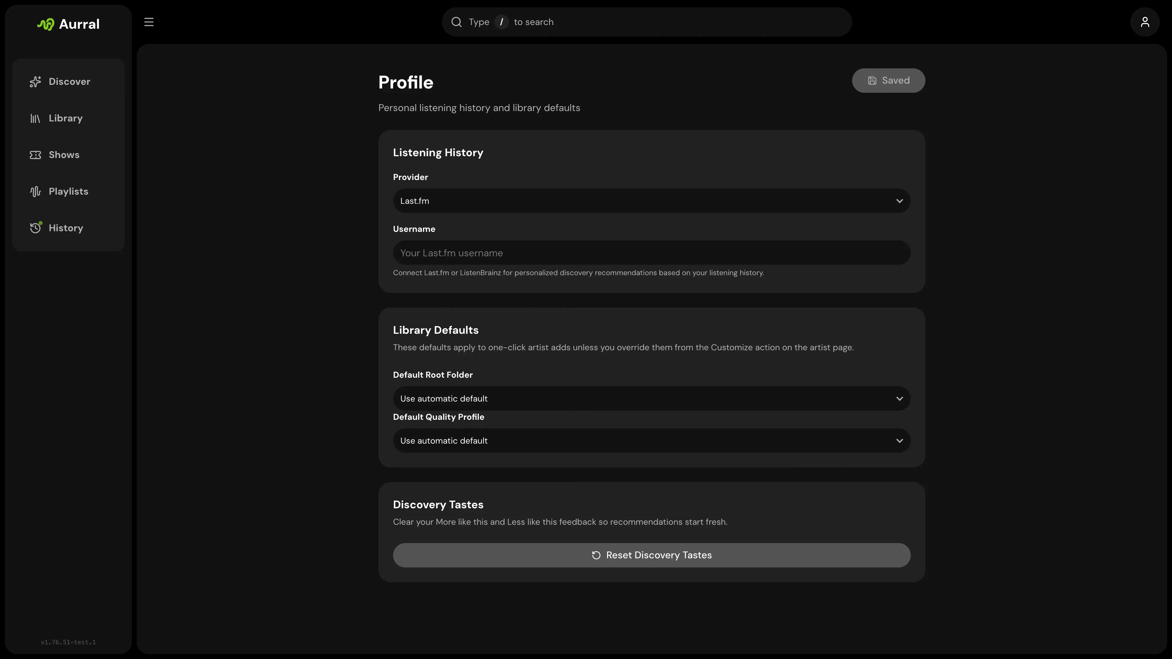 Aurral profile listening history